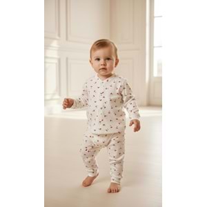 Minipety Önden Çıtçıtlı Pijama Takımı Kiraz