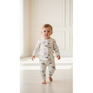Minipety Önden Çıtçıtlı Pijama Takımı Kamyon