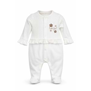 Colbi Baby 3124 Jakarlı Çiçek Aplikeli Patikli Tulum