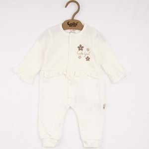 Colbi Baby 3123 Jakarlı Çiçek Aplikeli Patiksiz Tulum