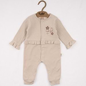 Colbi Baby 3123 Jakarlı Çiçek Aplikeli Patiksiz Tulum