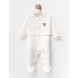 Colbi Baby 3127 Jakarlı İnterlok Patikli Şapkalı Tulum