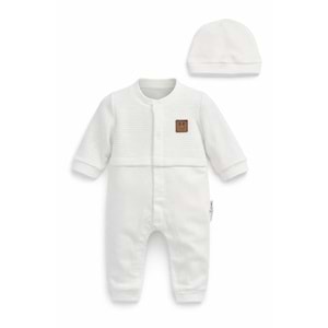 Colbi Baby 3126 Petek Kumaş Patiksiz Şapkalı Tulum