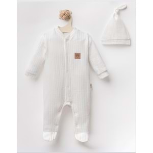 Colbi Baby 3119 Jakarlı Deri Armalı Patikli Şapkalı Tulum