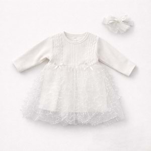 Minilay 1181 Şeritli Fiyonklu 2li Kız Elbise