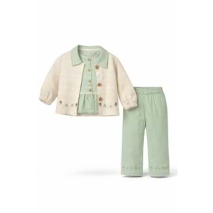 Navino 10526 Yakalı Nakışlı 3lü Kız Takım