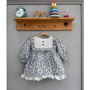 So Pearl 5018 Çiçek Baskılı Keten Elbise