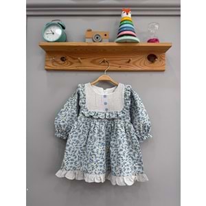 So Pearl 5018 Çiçek Baskılı Keten Elbise