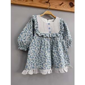 So Pearl 5018 Çiçek Baskılı Keten Elbise