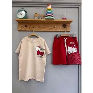 West Hello Kitty Baskılı 2li Kız Şortlu Takım