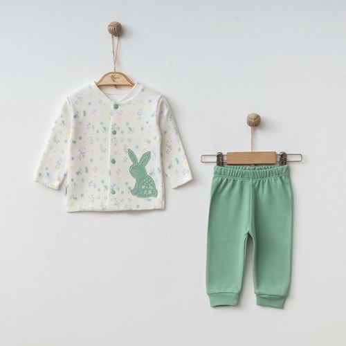 DbMoon 2006 Rabbit 2'li Pijama Takımı YEŞİL 12-18 Ay