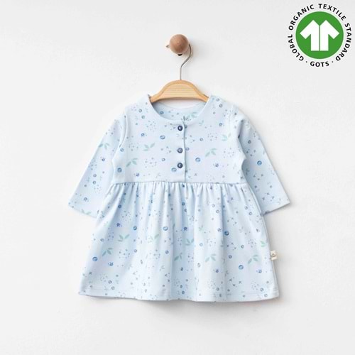 Eslenza Baby Esl-0081 Yaka Düğme Detaylı Elbise A.Mavi 12 Ay