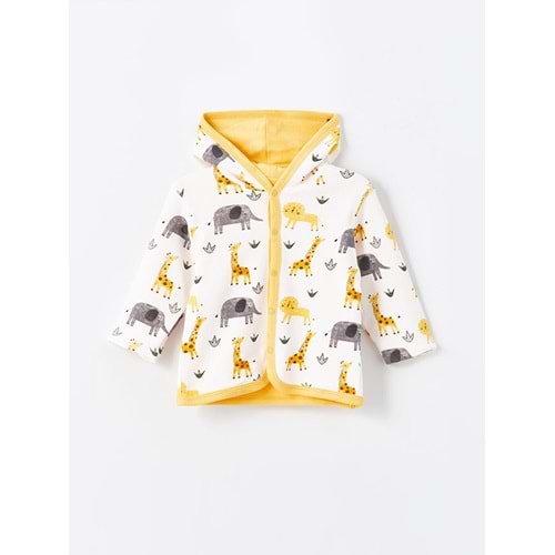 Luggi Baby LBY-02420 Animals Kapüşonlu Hırka 3-6 Ay
