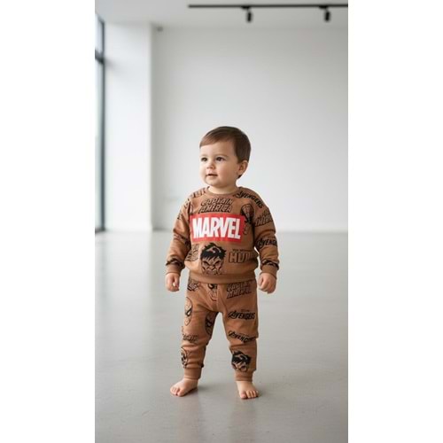 Piccola Mia Marvel Hulk Baskılı 2li Takım 9 Ay KAHVE