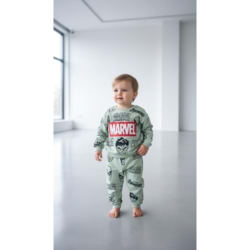 Piccola Mia Marvel Hulk Baskılı 2li Takım 12 Ay SU YEŞİLİ