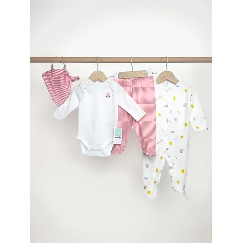 Minipolo Gülek 4lü Kız Bebek Hastane Çıkış Seti