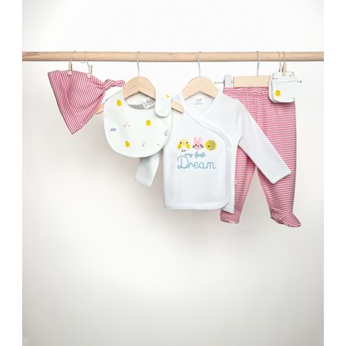 Minipolo Tarsus 5li Yenidoğan Kız Hastane Çıkış Seti PEMBE