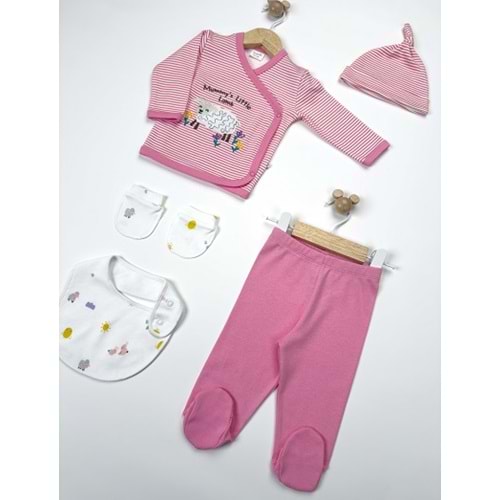 Minipolo Duru 5li Yenidoğan Hastane Çıkış Seti PEMBE