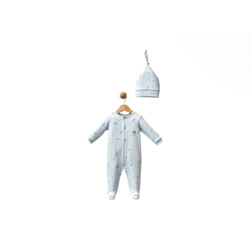By Bubbles 2007 Balon Önden Çıtçıtlı Patikli Tulum 3-6 Ay MAVİ