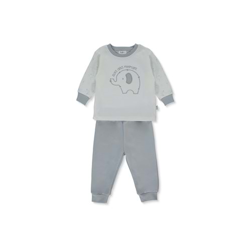 Bebetto F-1359 İnterlok Patiksiz 2li Pijama Takım 3 Yaş GRİ
