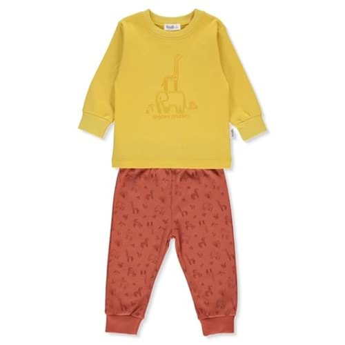 Bebetto F-1360 İnterlok Patiksiz 2li Pijama Takımı 4 Yaş KİREMİT
