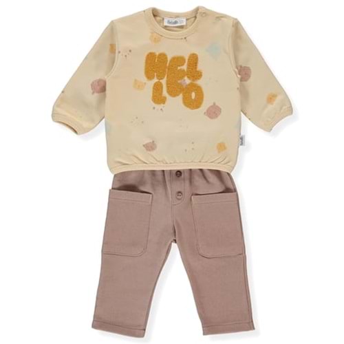 Bebetto K-4580 2 İp Sweat 2li Takım 6-9 Ay KAHVERENGİ