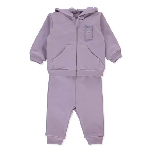 Bebetto K-4616 2 İp Kapüşonlu Hırka 2li Takım 6-9 Ay LİLA
