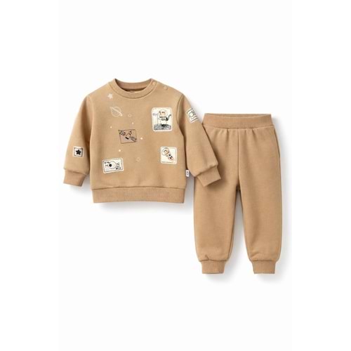 İggy 125255 Space Nakışlı 2li Takım 9-12 Ay TOPRAK