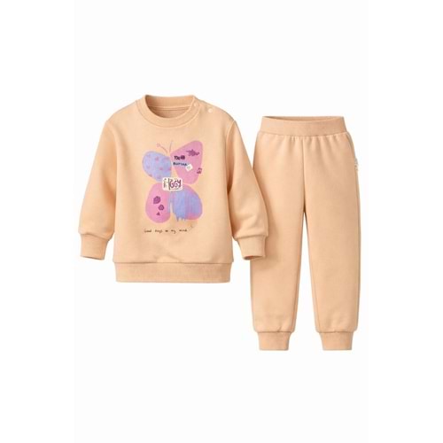 İggy 125276 Butterfly Baskılı 2li Takım 9-12 Ay LATTE