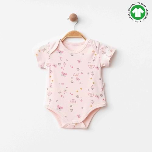 Eslenza Baby Esl-0033 Kısa Kol Çıtçıtlı Badi 3 Ay Pembe