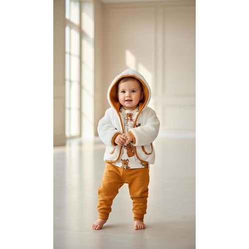 Zeo Kids 2233 Kürklü 3lü Takım 6 Ay TURUNCU