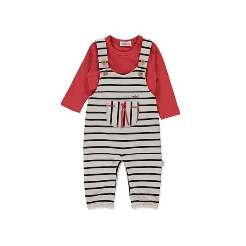 Bebetto K-4579 3 İp Salopetli 2li Takım 6-9 Ay KIRMIZI