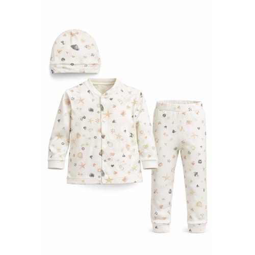 Colbi Baby 4055-2 Deniz Yıldızı Şapkalı 3'lü Takım
