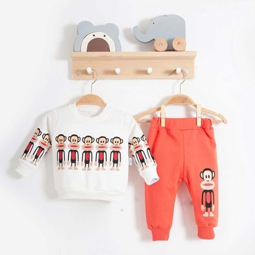 Zeo Kids 2192 Gülen Maymun 2li Takım 6 Ay KİREMİT
