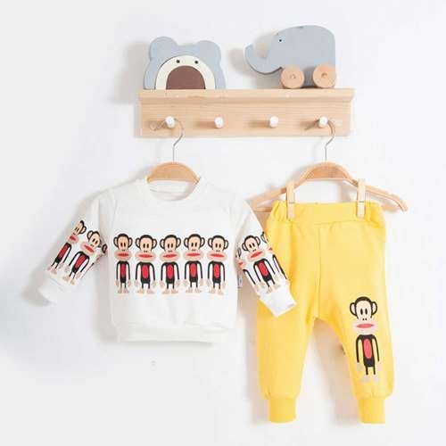 Zeo Kids 2192 Gülen Maymun 2li Takım 9 Ay SARI