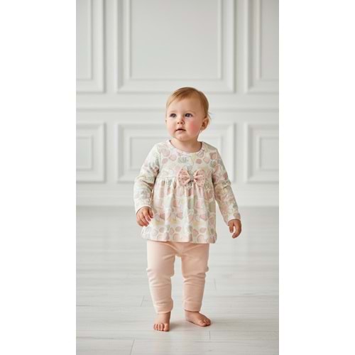 Pandax 1006 Fiyonklu 2li Takım 6-9 Ay PEMBE
