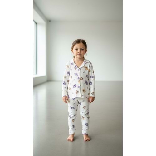 Limmo Kids Düğmeli Pijama Takımı Labubu 3 Yaş Mor