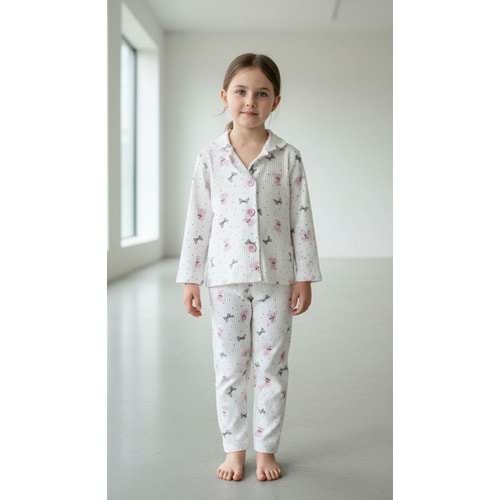 Limmo Kids Düğmeli Pijama Takımı Ayıcık 3 Yaş Pembe