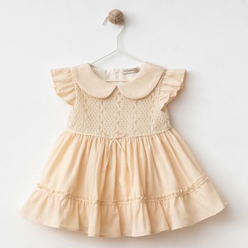 Wondress Baby 1221 Dantel Garnili Kat Kat Elbise 9 Ay Bej