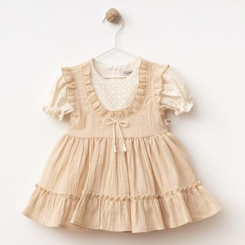 Wondress Baby 1204 Fiyonklu Keten Elbise 24 Ay Camel