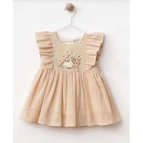 Wondress Baby 1205 Fırfırlı Keten Elbise 12 Ay Camel