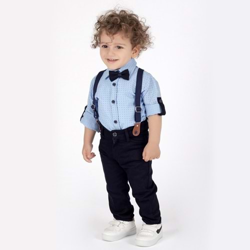 Lorio Kids 727 Desenli Salopetli Takım 5 Yaş MAVİ-LACİVERT