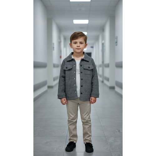 Ecoo Kids 3746 Jakarlı Ceketli 3lü Erkek Takım 5 Yaş FÜME