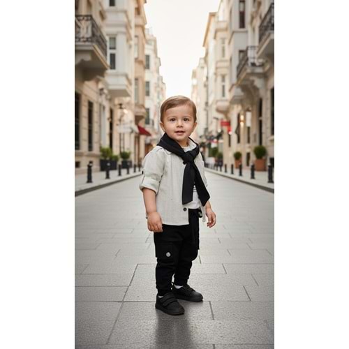 Comfort Baby Fularlı Müslin Gömlekli 3lü Takım 12 Ay SİYAH