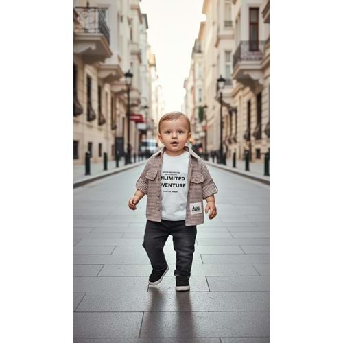 Comfort Baby Gömlekli Wild Baskılı 3lü Takım 9 Ay KAHVE