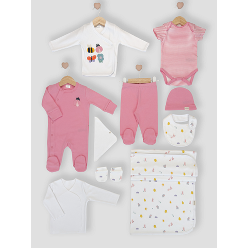 Minipolo Ayaş 10 Parça Kız Yenidoğan Hastane Çıkış Seti PEMBE