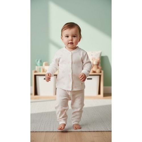 Minipety Önden Çıtçıtlı Pijama Takımı Mickey 6-9 Ay PEMBE