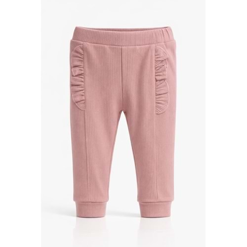 Colbi Baby 1054 İnce Rapor Fırfırlı Pantolon 0-3 Ay Gül Kurusu