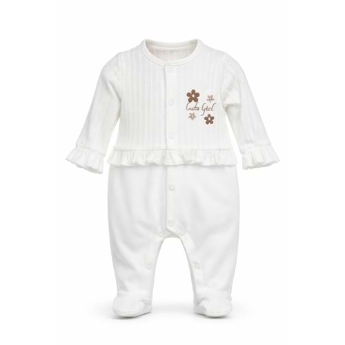 Colbi Baby 3124 Jakarlı Çiçek Aplikeli Patikli Tulum