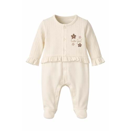 Colbi Baby 3124 Jakarlı Çiçek Aplikeli Patikli Tulum